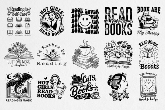 Book Lover SVG & PNG Bundle for Crafts