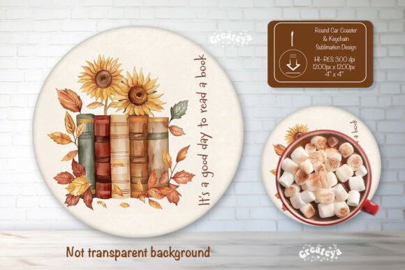 Floral Book Lover Quote Round Coaster Graphics