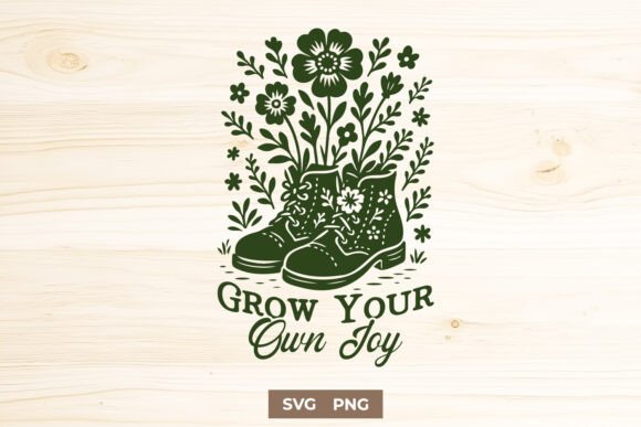 Grow Your Own Joy SVG PNG Garden Boots Graphics