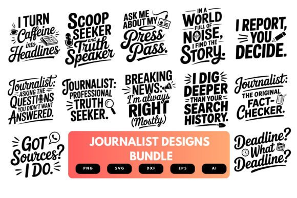 Journalist SVG Bundle: Graphics for Crafts & Media Brands