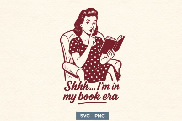 Retro Book Era SVG PNG Vintage Reading Graphics for Crafts