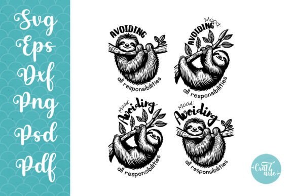 Sloth Sarcastic Design SVG PNG Bundle: Graphics for Crafts